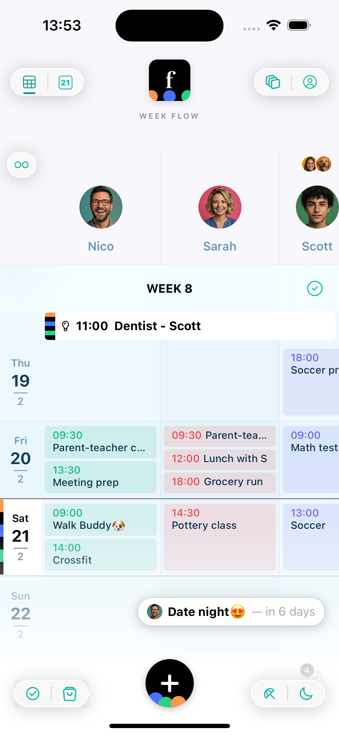 Week Flow — the family calendar